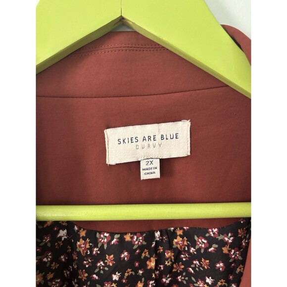 Skies Are Blue Women's Brown Notched Recycled Boyfriend Open Blazer Size XXL - Picture 4 of 8